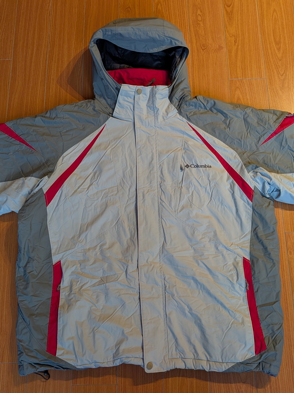 Men's Columbia Light Gray and Pink Hooded Jacket